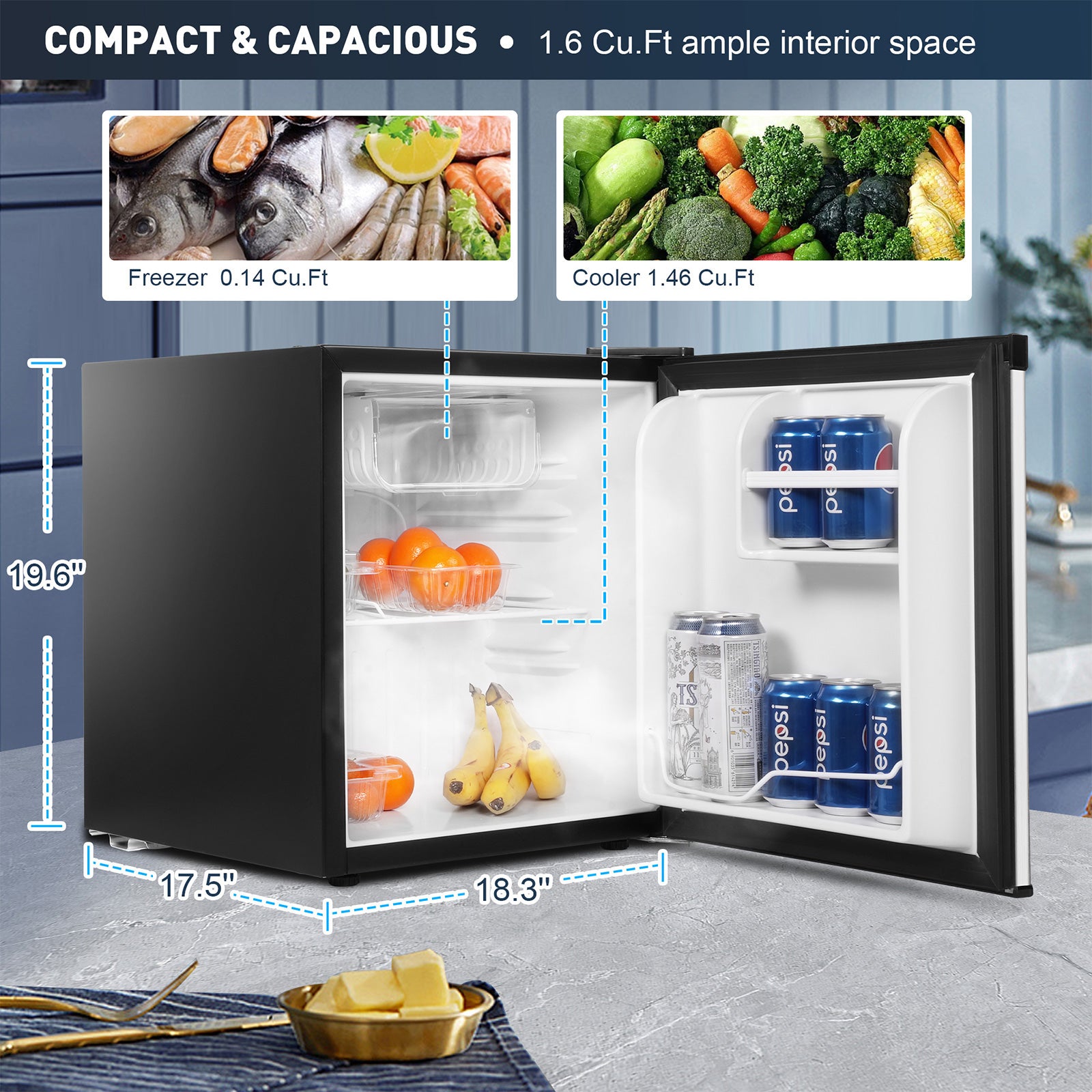 EUHOMY 3.2 Cu.Ft Mini Fridge with Freezer, Single Door Compact Refrige –  Euhomy