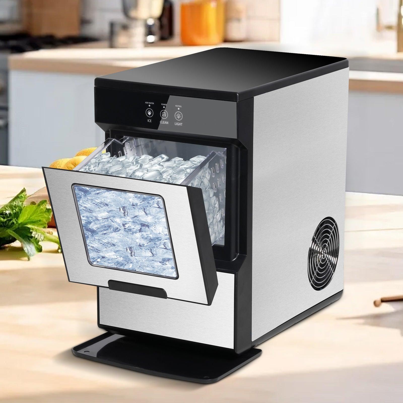 55lbs/24H Countertop Nugget Ice Maker Self-Cleaning Ice Machine with Ice Scoop and Drip Tray - Luckyermore