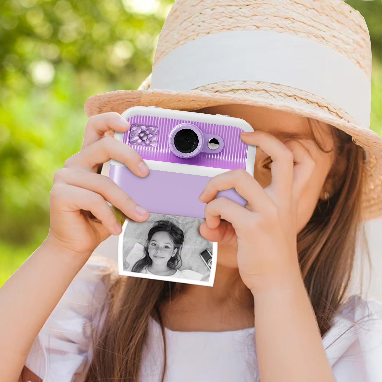 Kids Camera Instant Camera Christmas Birthday Gifts 1080P Digital Video Camera with 3 Rolls Paper, Purple - Luckyermore