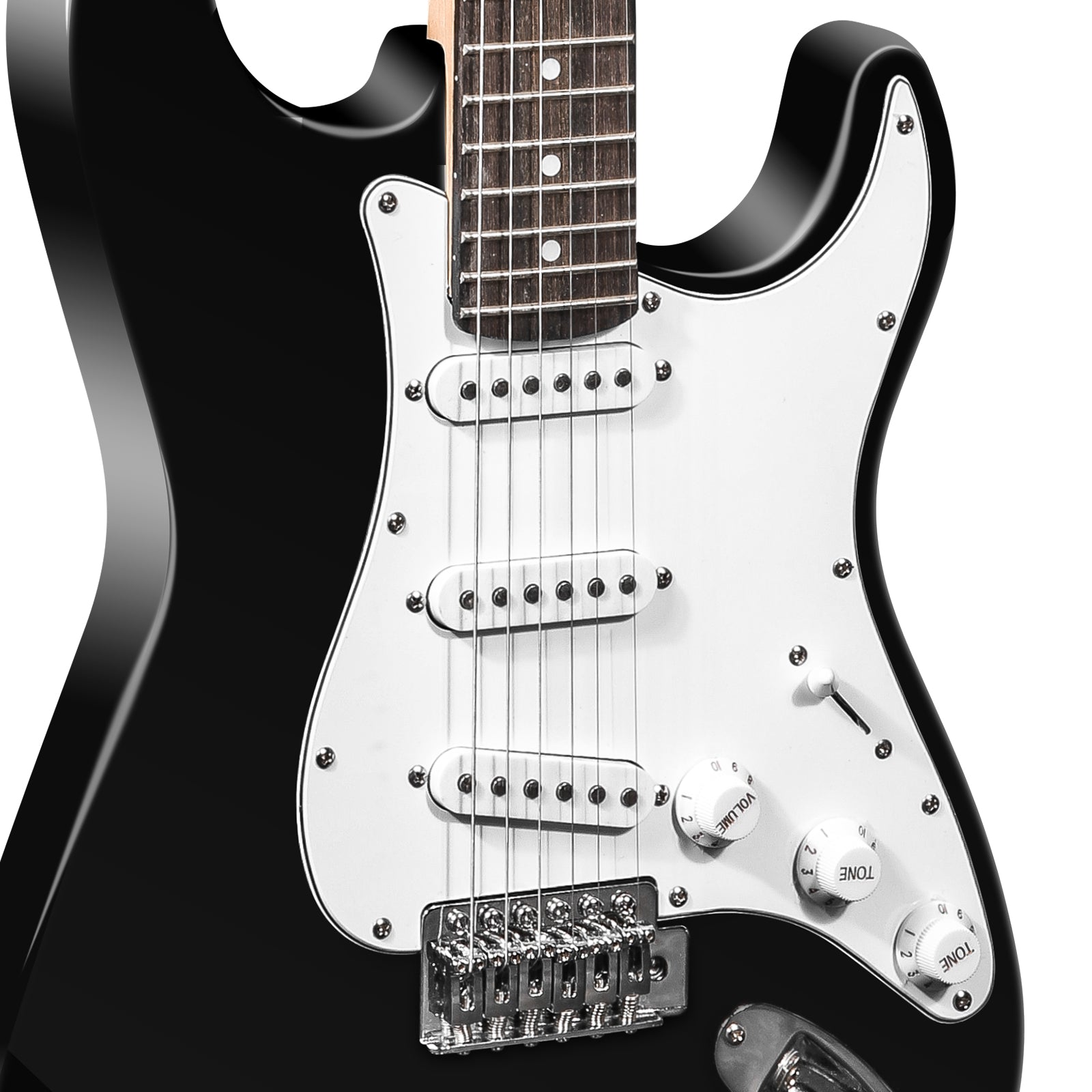 39.5" Full Size Electric Guitar for Beginners with Amplifier, Black and White - Luckyermore