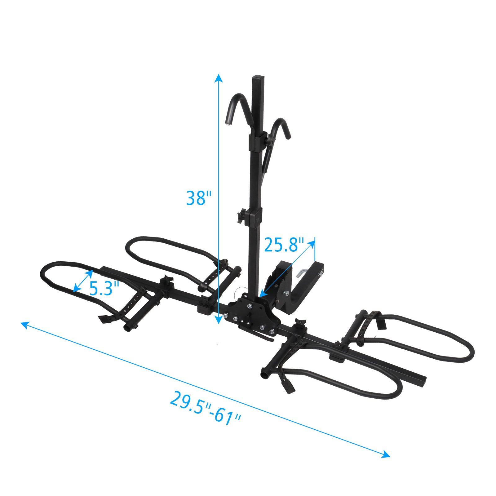 LUCKYERMORE Hitch Mount Bike Rack for 2 Bikes Platform Style Bicycle Carrier for Car with 2" Hitch Receiver, Folding