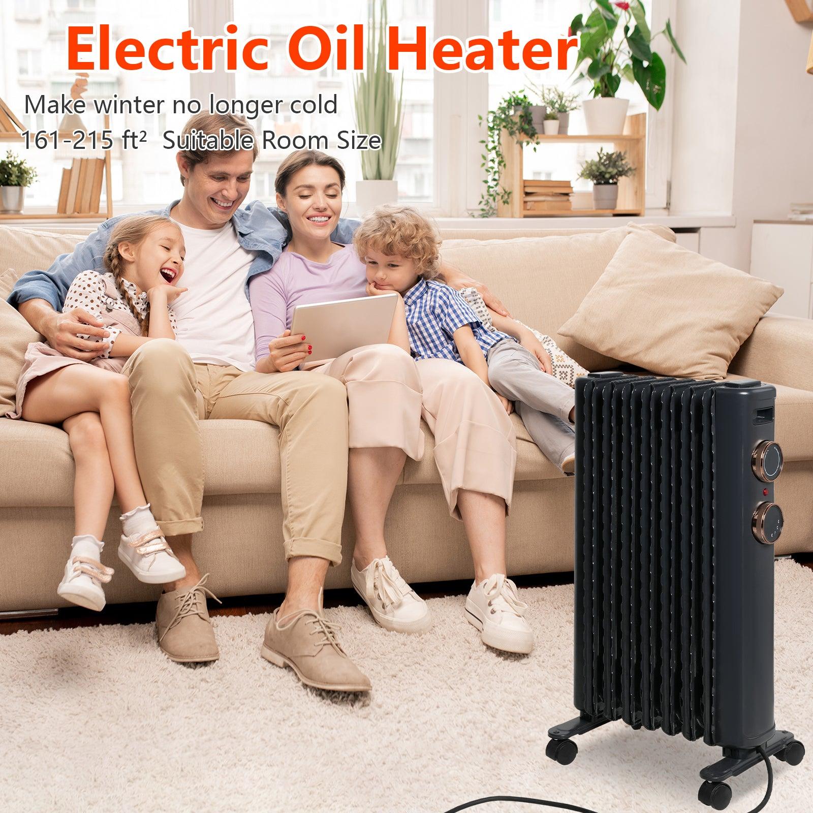 Radiator Space Heater, 1500W Electric Oil Filled Heater top with Remote Control