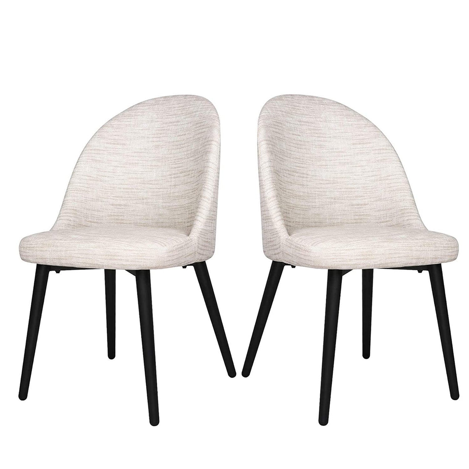 Set of 2 Elegant Modern Dining Chairs, Metal Frame PU Leather Waterproof Kitchen Seat, Cream - Luckyermore