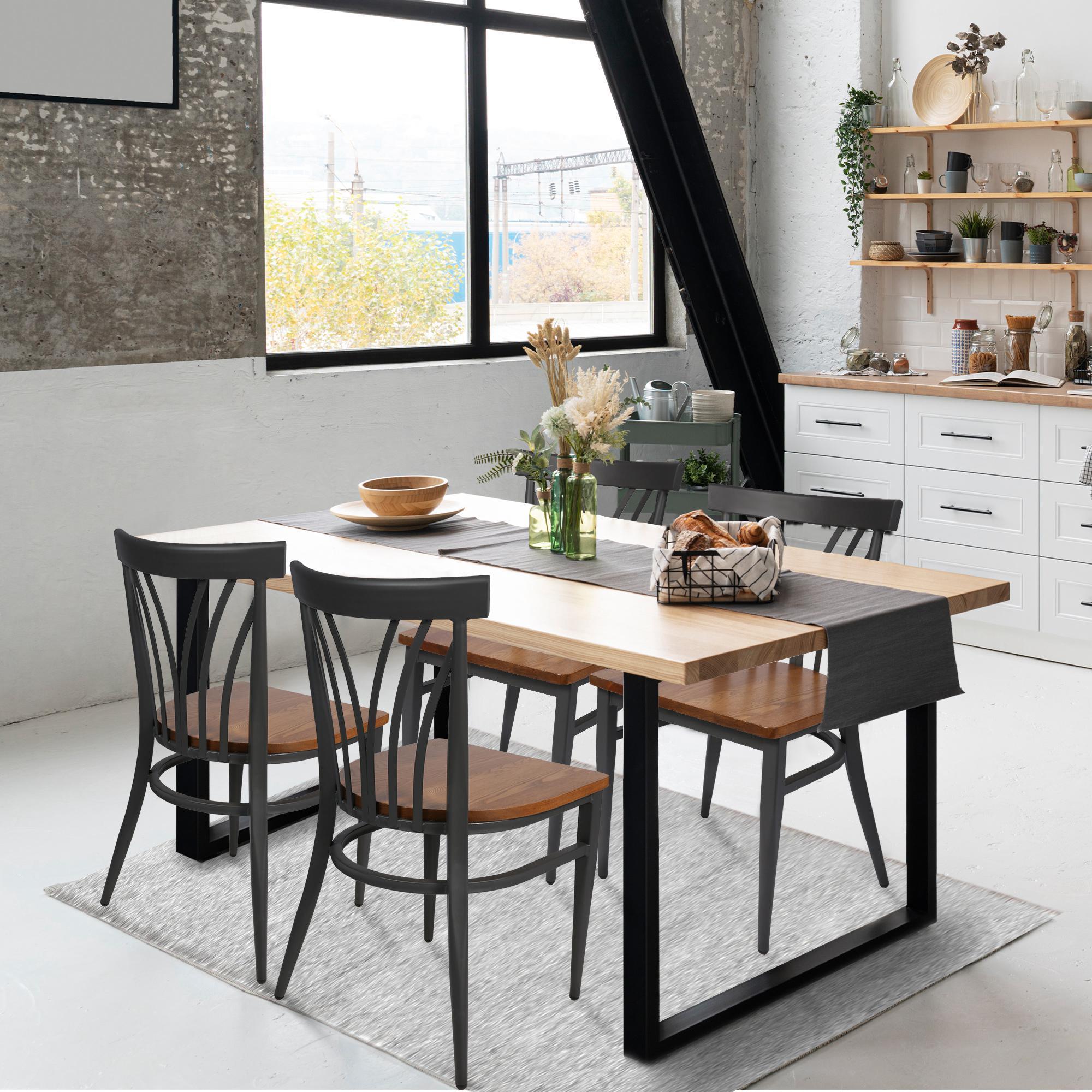 Dining room chairs with metal online legs