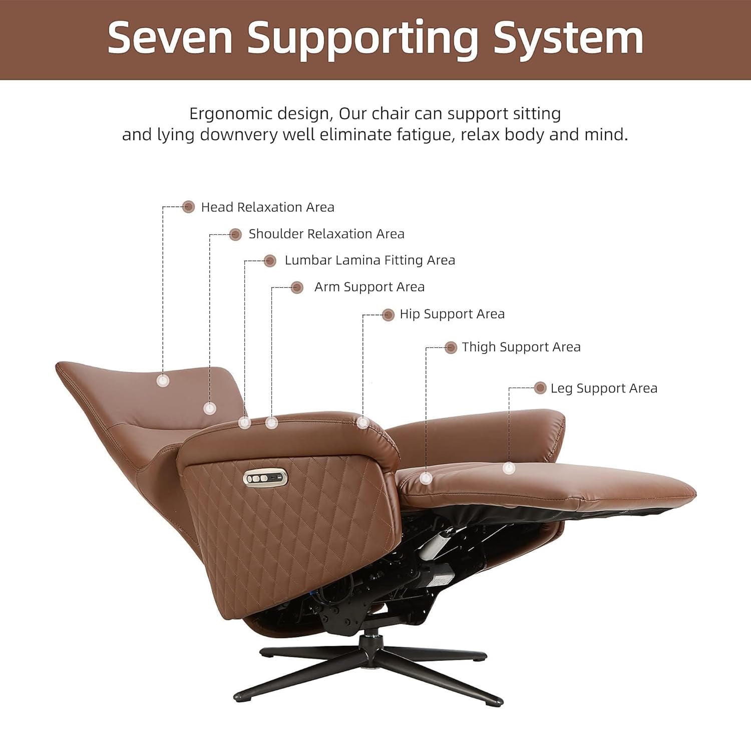 Zero Gravity Power Recliner Chair Single Sofa with Adjustable Backrest and Lift Footrest, Brown - Luckyermore