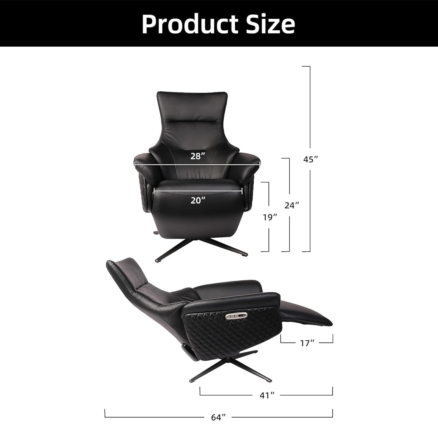 Zero Gravity Power Recliner Chair Single Sofa with Adjustable Backrest and Lift Footrest, Black - Luckyermore