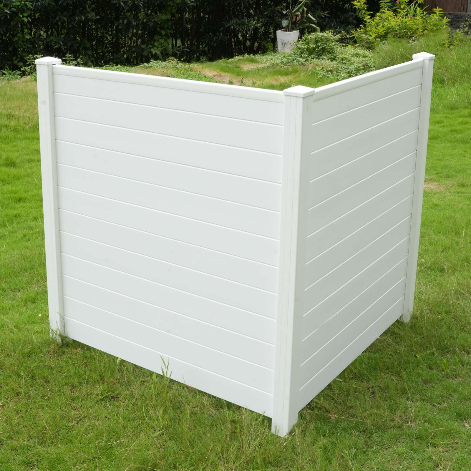 48"W × 48"H Air Conditioner Fence 2 Panels Outdoor Privacy Vinyl Fence Panels, White - Luckyermore