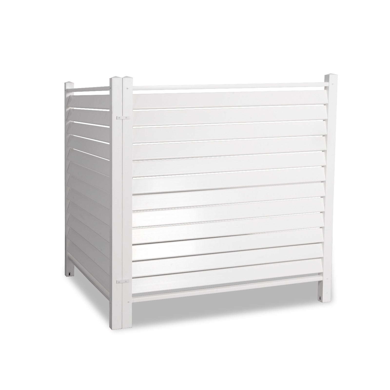 48"W × 48"H Air Conditioner Fence Louvered 2 Panels Outdoor Privacy Vinyl Fence Panels, White - Luckyermore