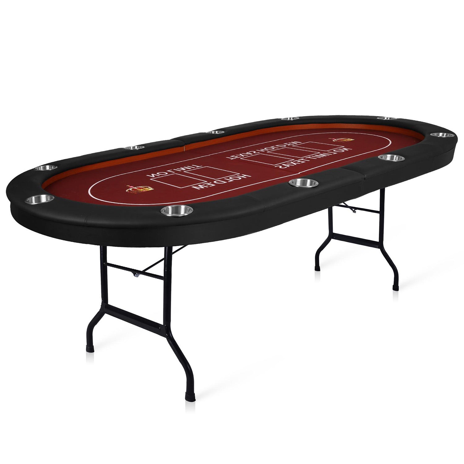 Upgraded 90.5" Folding Poker Table 10 Player Casino Texas Holdem Table for Blackjack Board Game, Red - Luckyermore