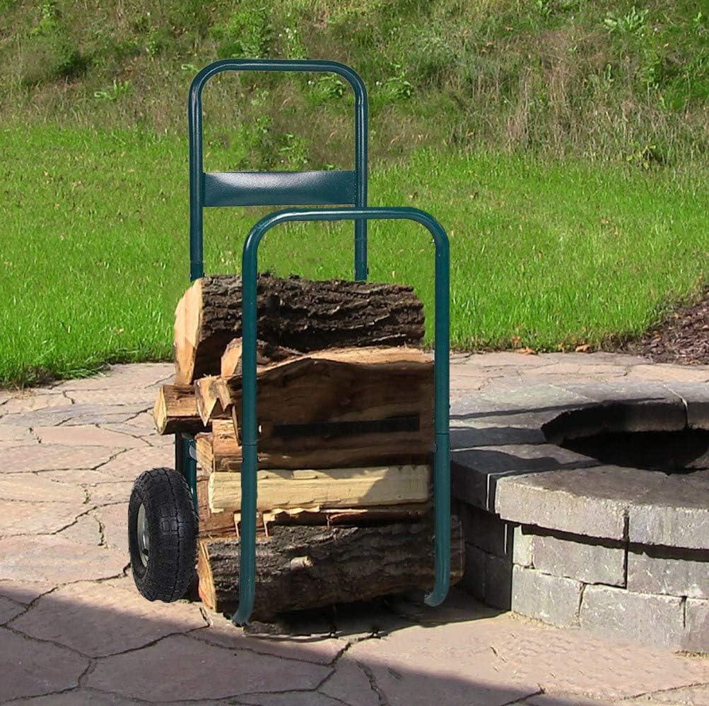 Firewood Log Rack Carrier Cart Wood Rack Storage Mover with Rolling Wheel - Luckyermore