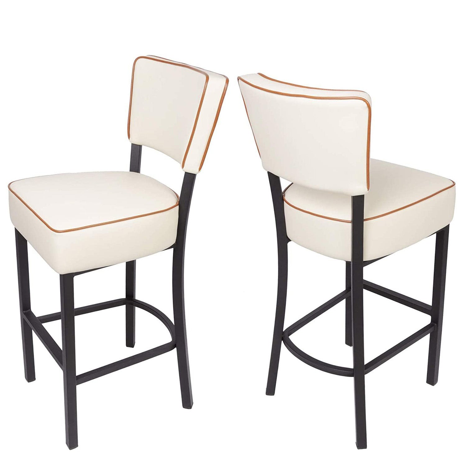 30" Bar Stools Set of 2 Kitchen Chairs Counter Pub Height Leather Modern Breakfast Dining Chairs Home Furniture, Beige - Luckyermore