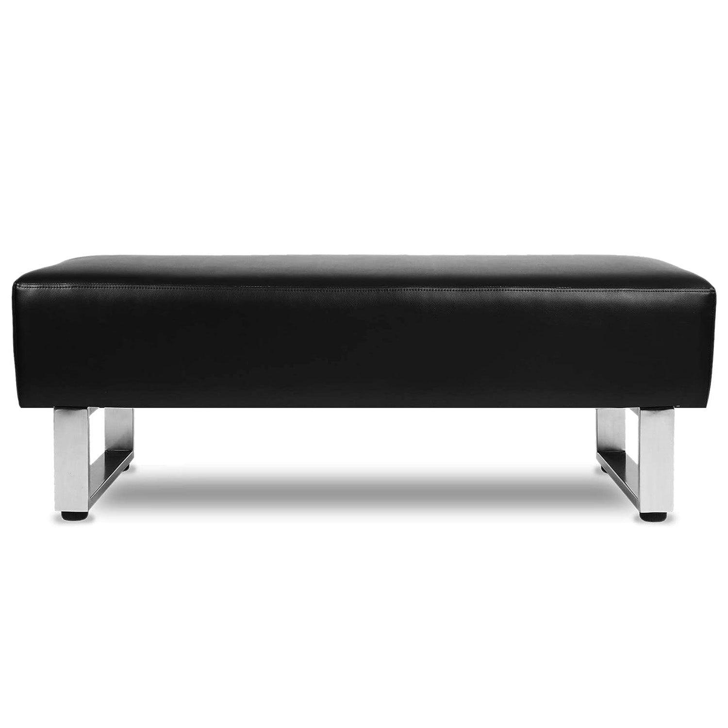 47"L Modern PU Leather Dining Room Bench Upholstered Padded Seat, Black - Luckyermore