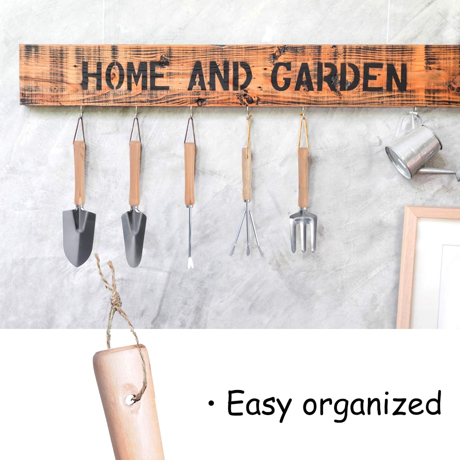Garden Tool Set 9 Piece Gardening Tools with Ergonomic Wooden Handle Sturdy Stool with Detachable Tool Kit - Luckyermore