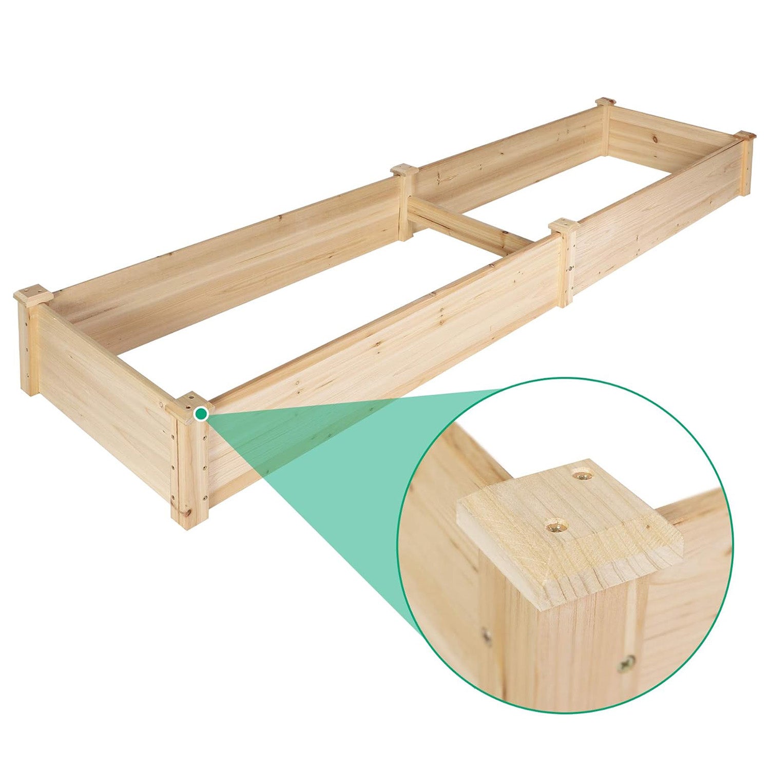 90"x22"x9" Raised Garden Bed Wooden Planter Box with 2 Separate Planting Space - Luckyermore