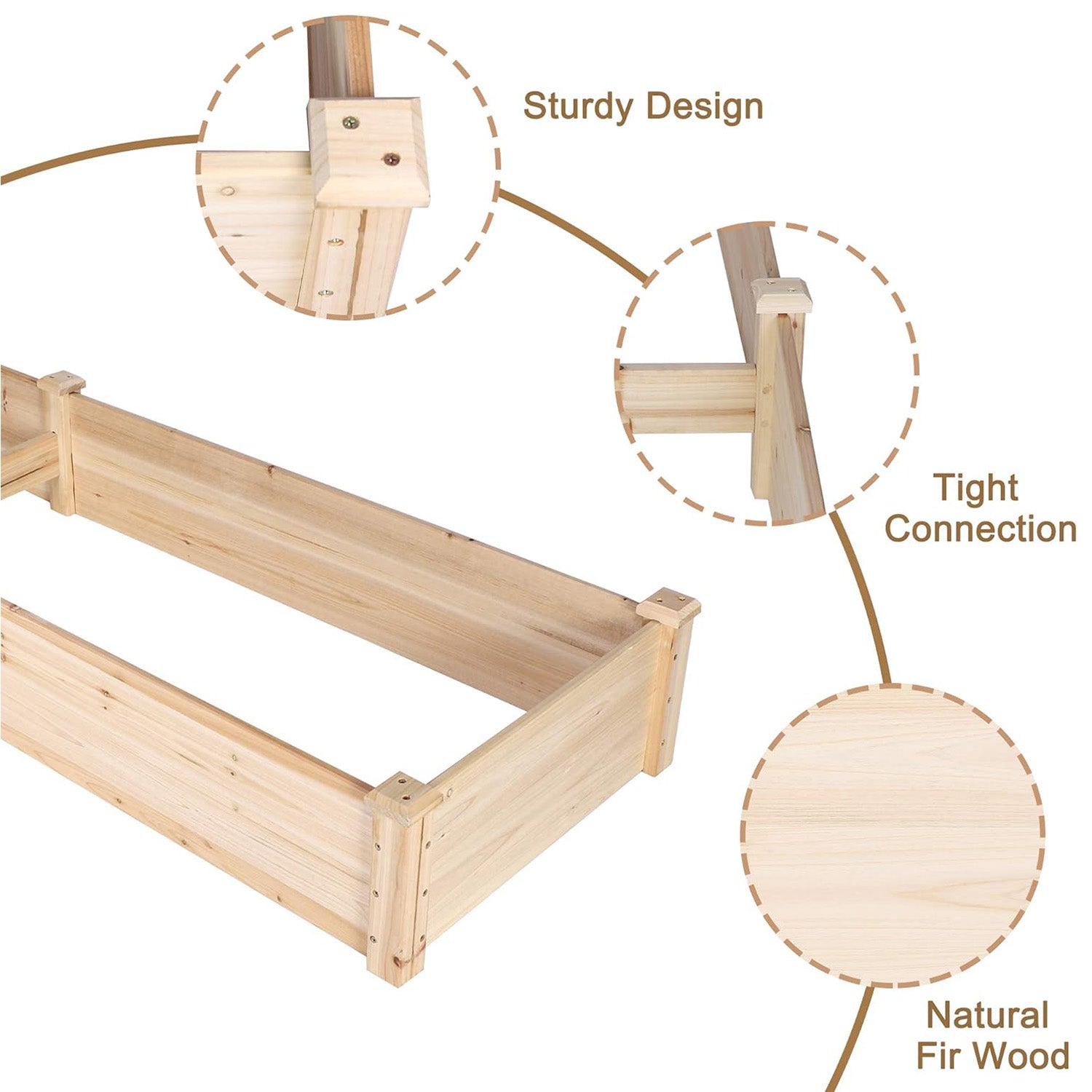 90"x22"x9" Raised Garden Bed Wooden Planter Box with 2 Separate Planting Space - Luckyermore