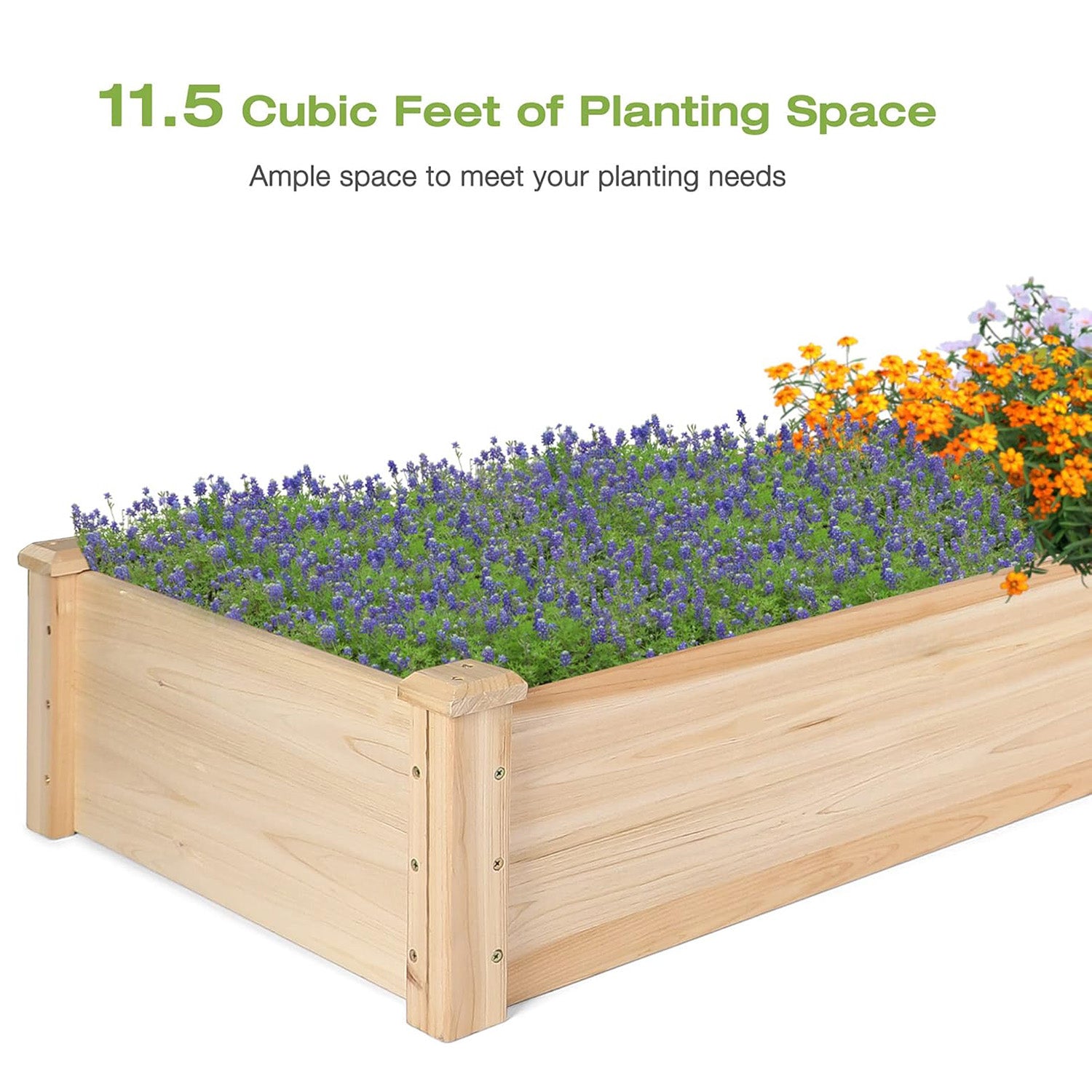 90"x22"x9" Raised Garden Bed Wooden Planter Box with 2 Separate Planting Space - Luckyermore