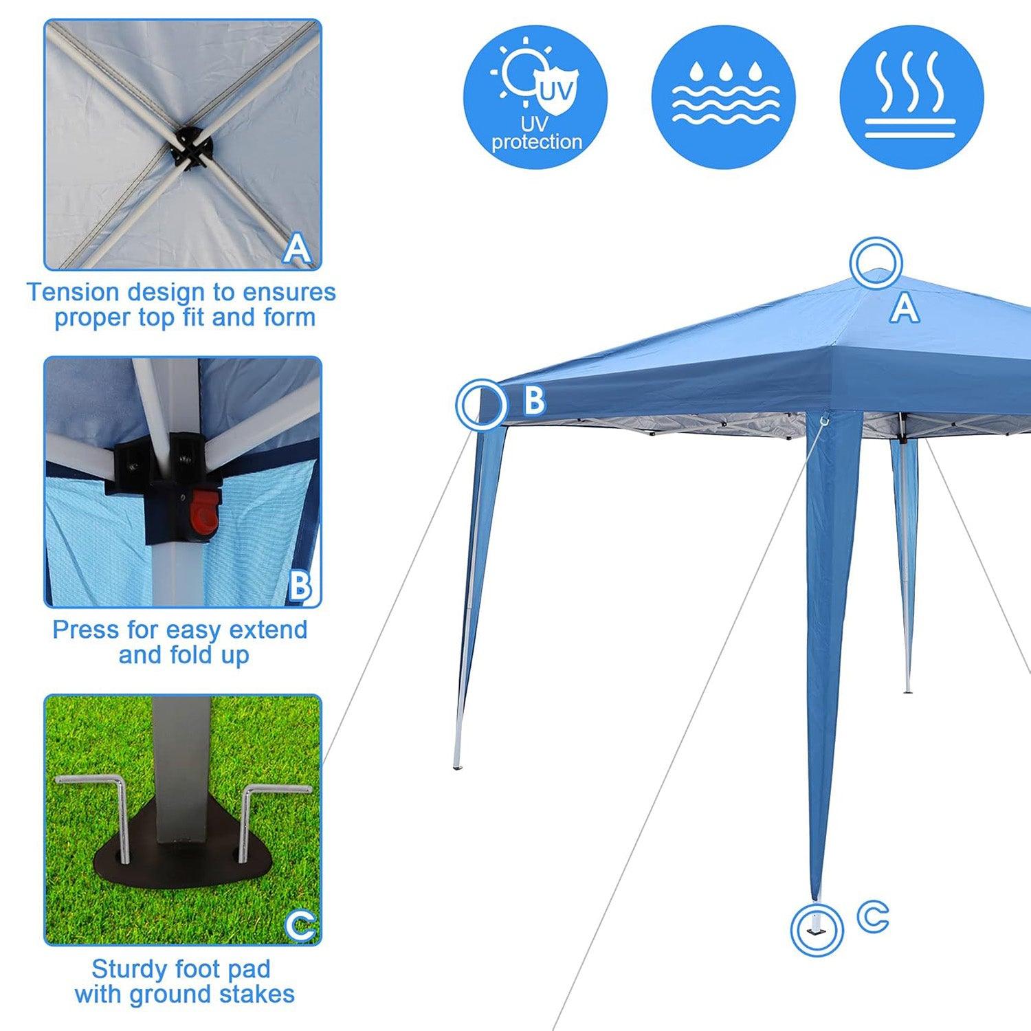 10X10 Outdoor Pop up Canopy Tent Height Adjustable Gazebo for Patio,Garden,Backyard Sun Shelter - Luckyermore