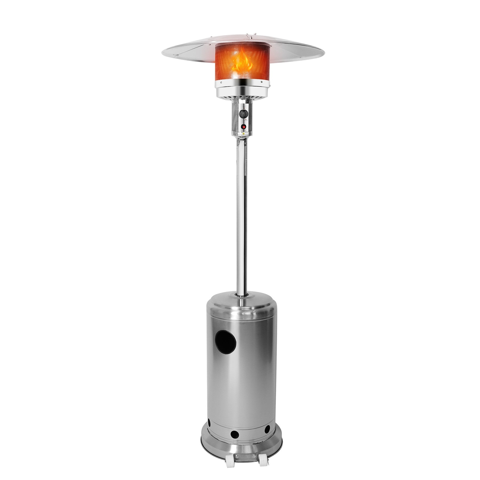 36,000 BTU Outdoor Propane Patio Heater with Stainless Steel Burner and Wheels, Silver - Luckyermore