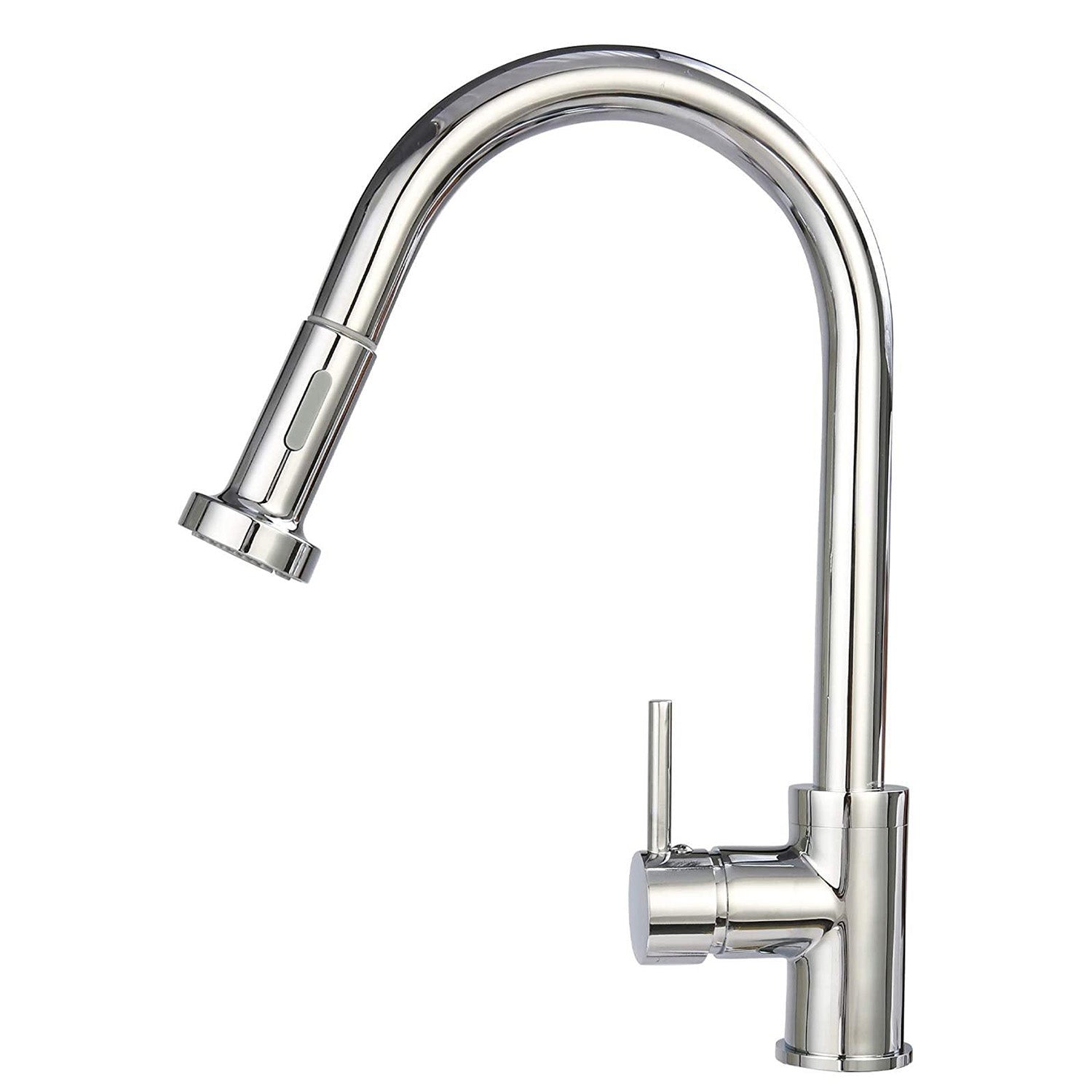 Commercial Kitchen Faucet with Pull Down Sprayer, High Arc Stainless Steel, 360 Swivel Single Handle Single Hole Spring Sink Faucet, Chrome - Luckyermore