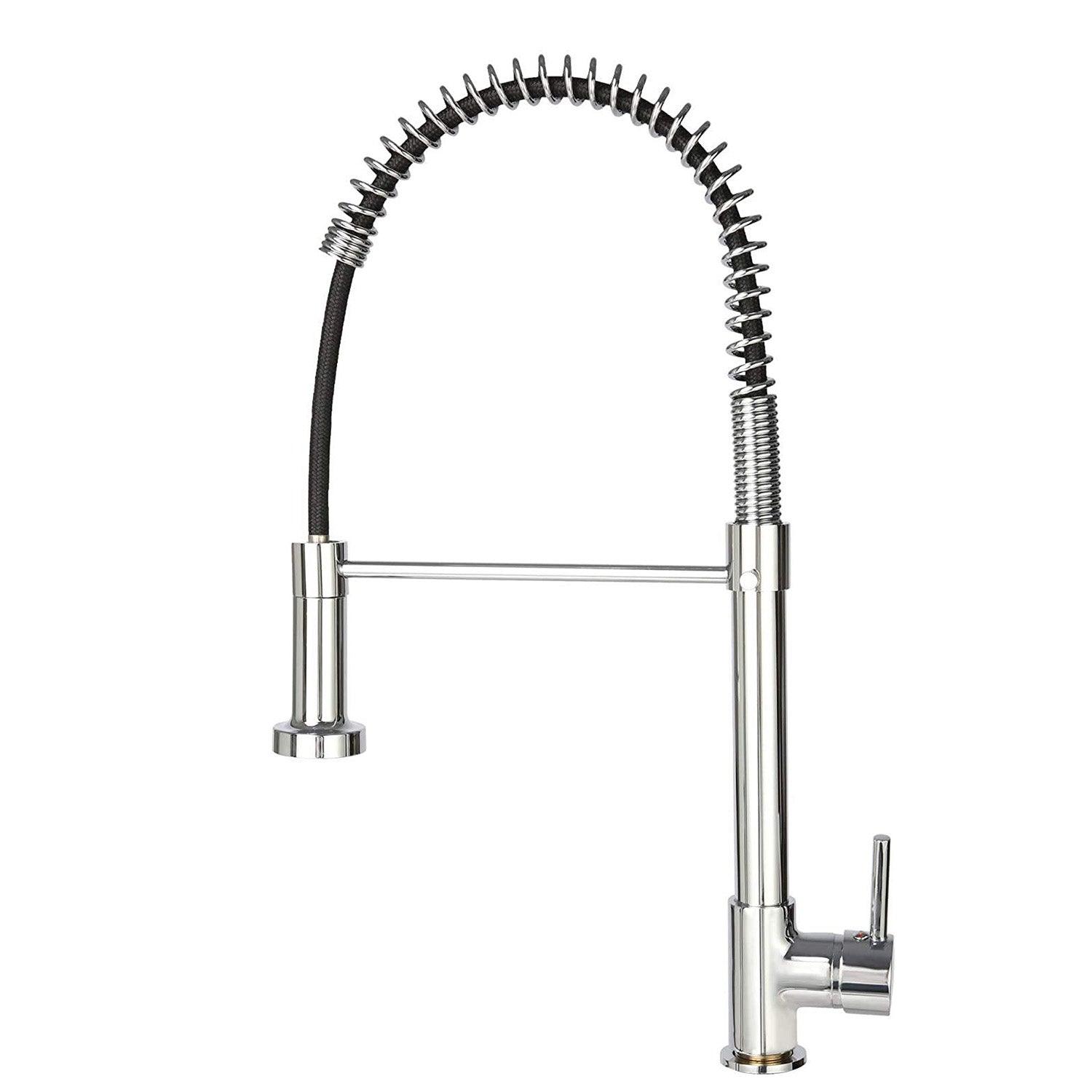 Commercial Kitchen Faucet with Pull Down Sprayer, High Arc Stainless Steel, 360 Swivel Single Handle Single Hole Spring Sink Faucet, Chrome - Luckyermore