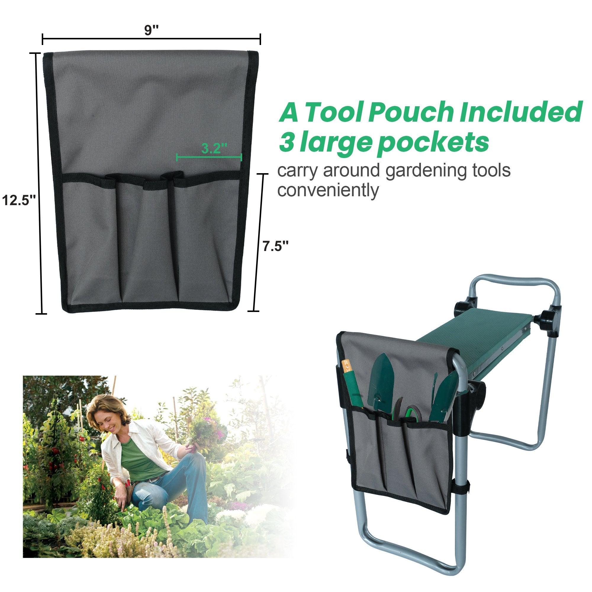 Upgrade Garden Kneeler Seat Garden Stools Bench with Tool Pocket Gree