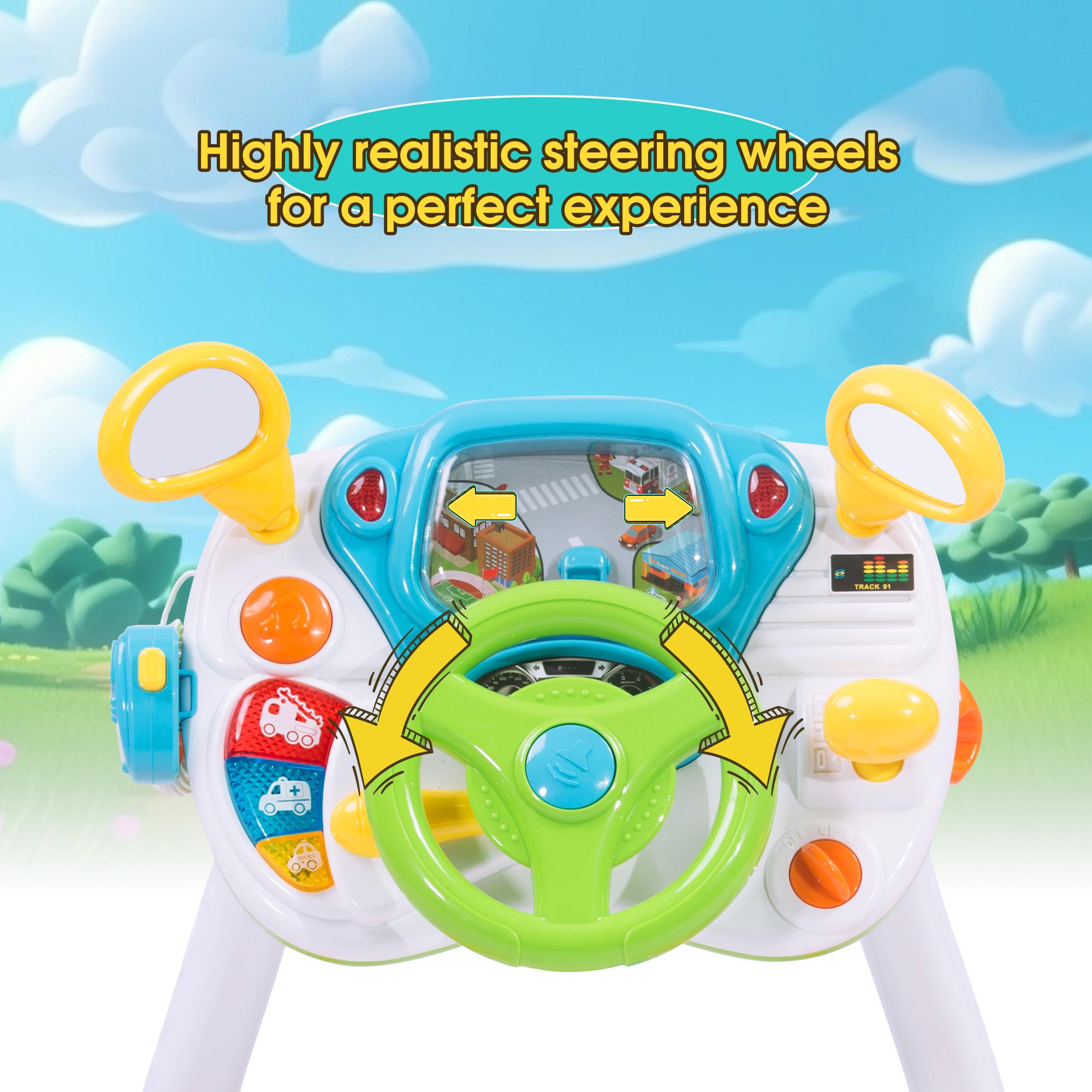 Kids Pretend Ride on Toy Steering Wheel Driving Car Simulate Toys for Toddlers - Luckyermore