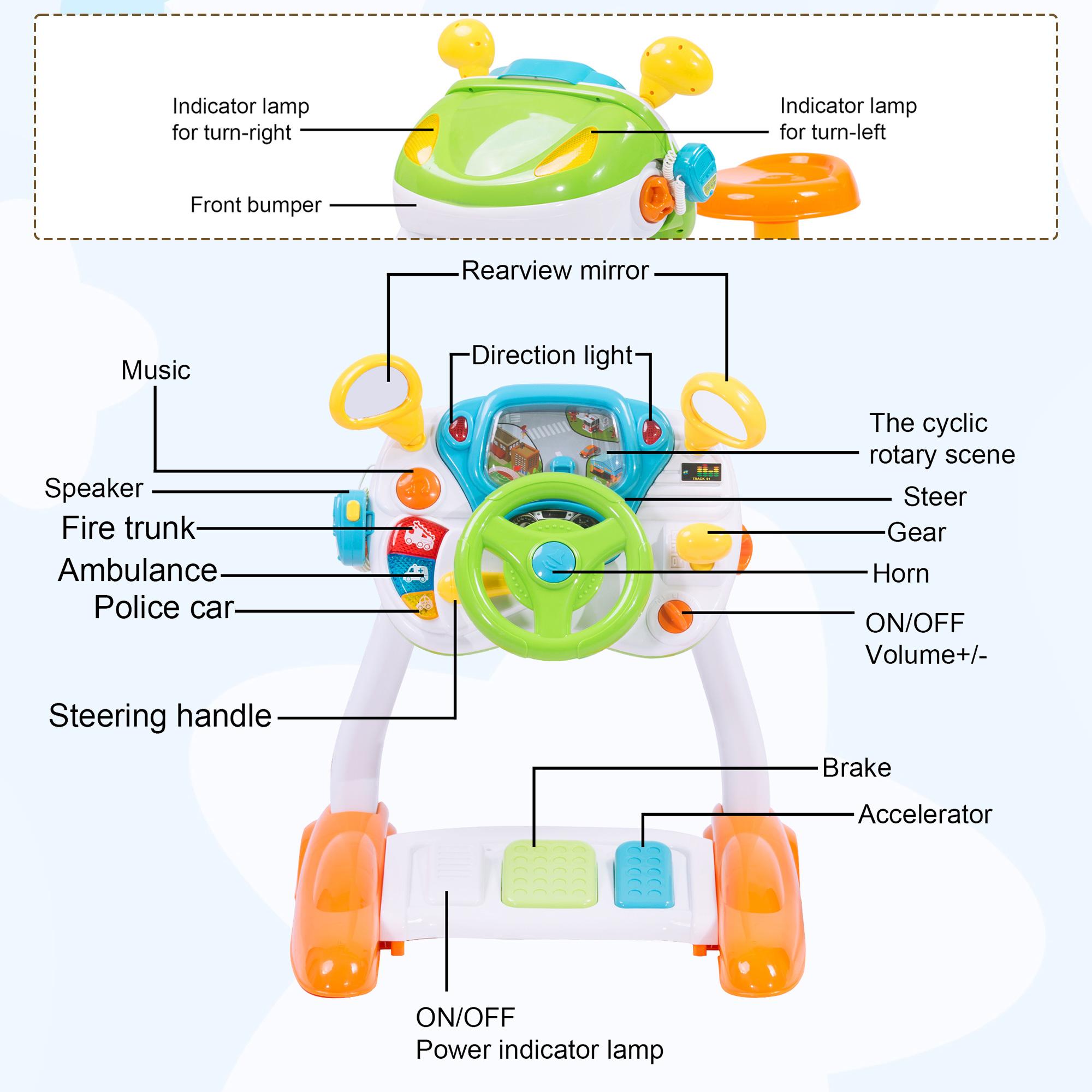 Kids Pretend Ride on Toy Steering Wheel Driving Car Simulate Toys for Toddlers - Luckyermore