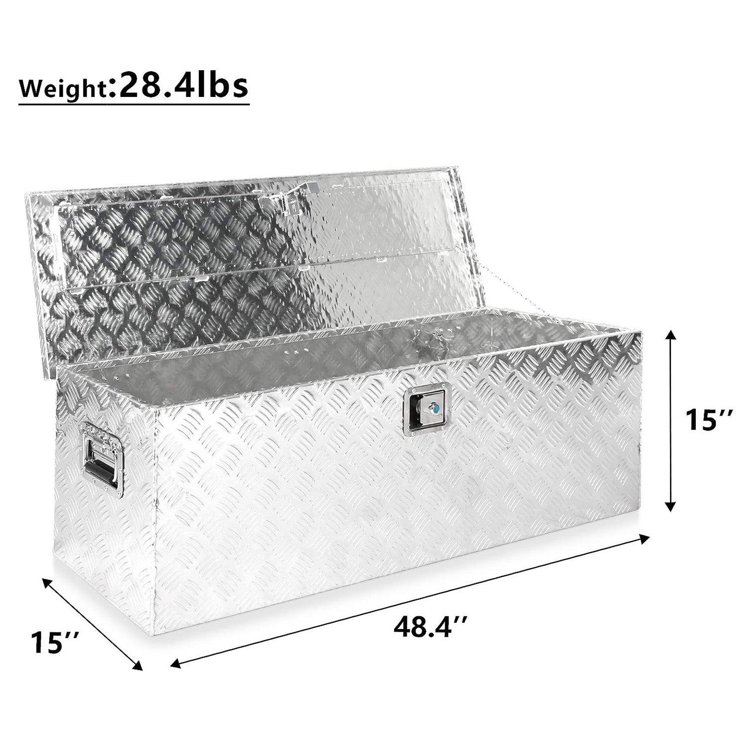 48.4" Aluminum Truck Tool Box Trailer Cargo Box Storage Organizer with Lock, Silver - Luckyermore