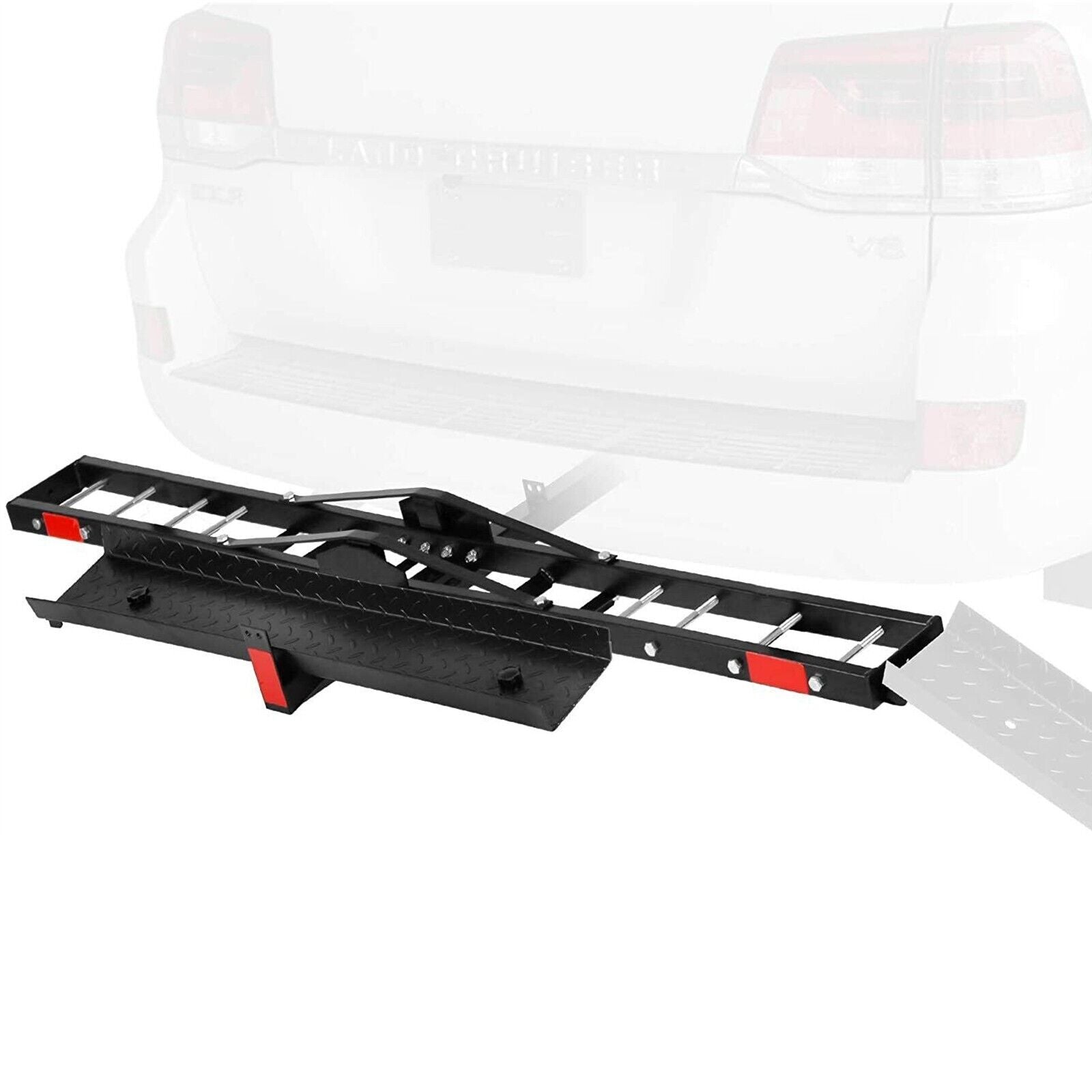 Motorcycle Rack Motorcycle Scooter Carrier Hauler Hitch Mount Rack with Loading Ramp Fit 2" Receiver of Cars, SUVs and Vans - Luckyermore