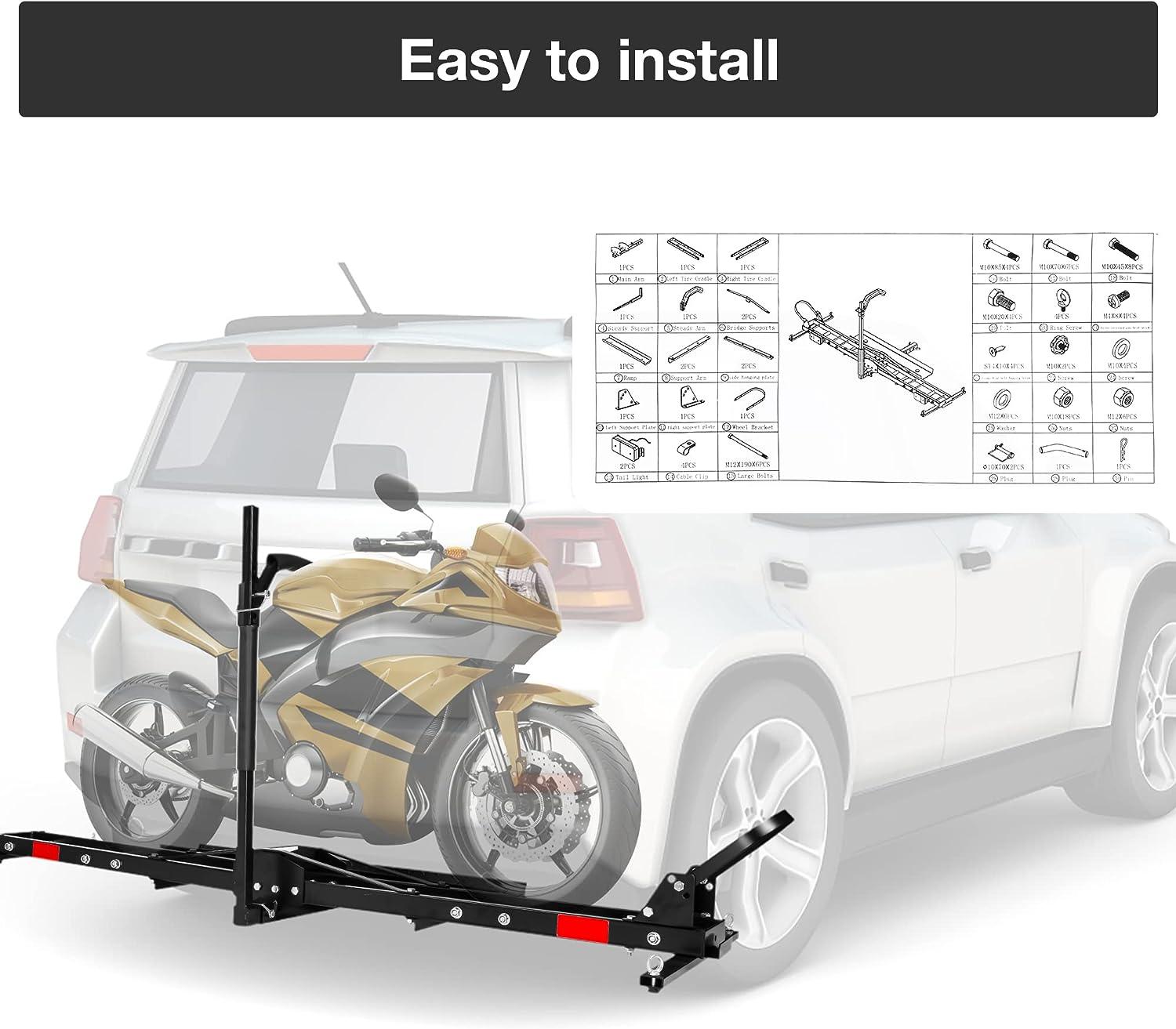 Hitch Mount Dirt Bike Carrier Rack Motorcycle Carrier with Loading Ram