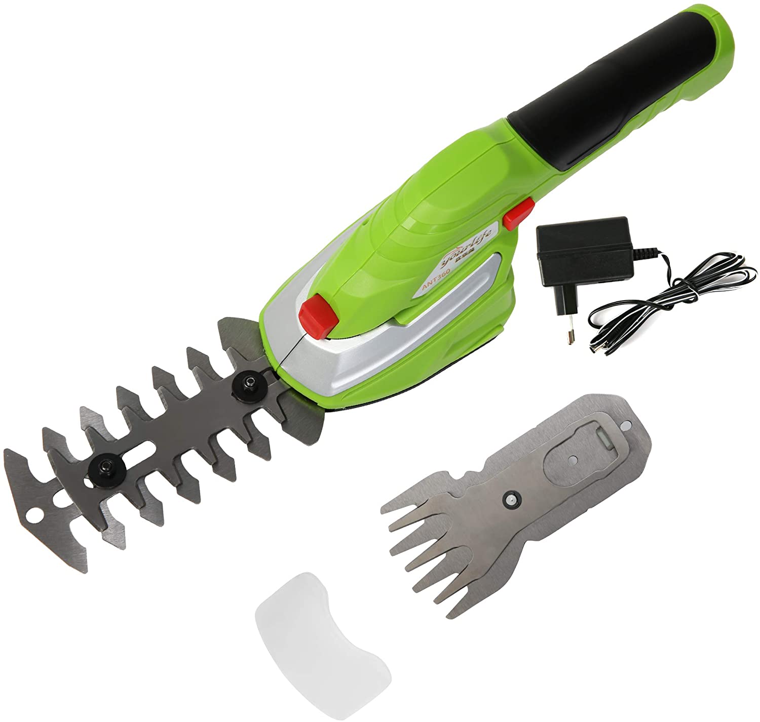 2-in-1 Cordless Hedge Trimmer 60min Shrubber w/Protective Shells Grass Shear Combo Rechargeable 3.6V Li-Ion Battery 2.45 lbs for Easy-Carry - Luckyermore