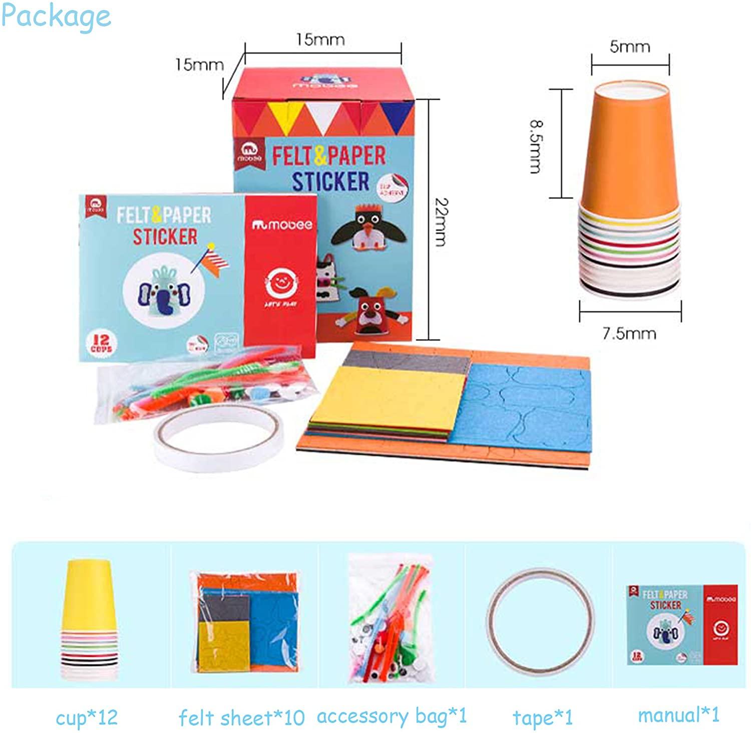 Mobee Felt Paper Cup Sticker DIY Craft Kits Paper Art Training Early Educatioanl Playing Toys Kids - Luckyermore