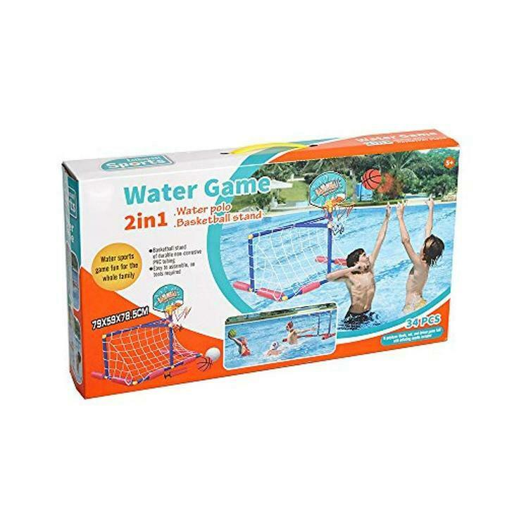2 in 1 Water Sport Game Polo Basketball Stand Swimming Play Kids Family - Luckyermore