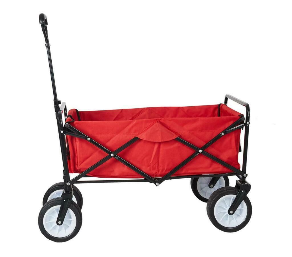 LUCKYERMORE 220 lbs Capacity Folding Wagon Collapsible Garden Utility Cart Camping Outdoor